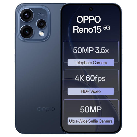 Oppo Reno15 5G 256 GB, 8 GB RAM, Twilight Blue, Mobile Phone