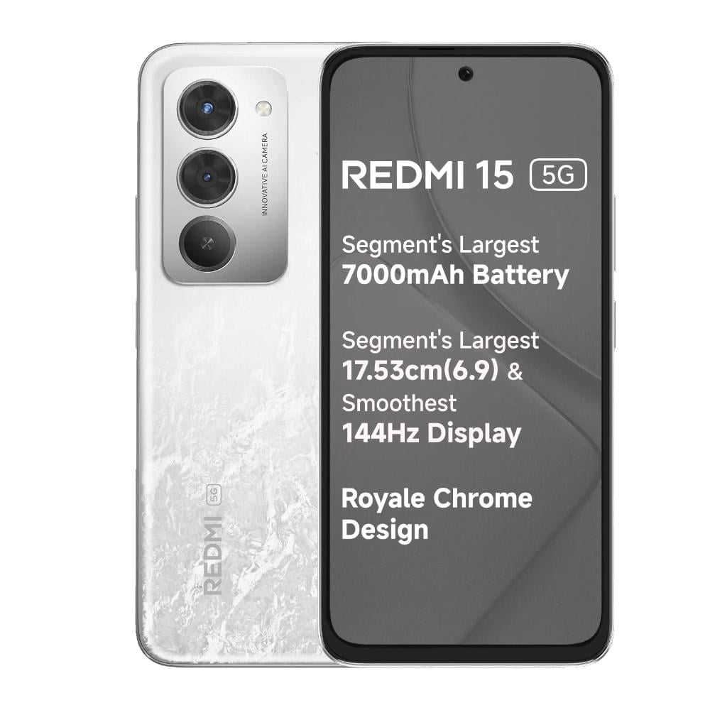 Redmi 15 5G 128 GB, 6 GB RAM, Frosted White, Mobile Phone