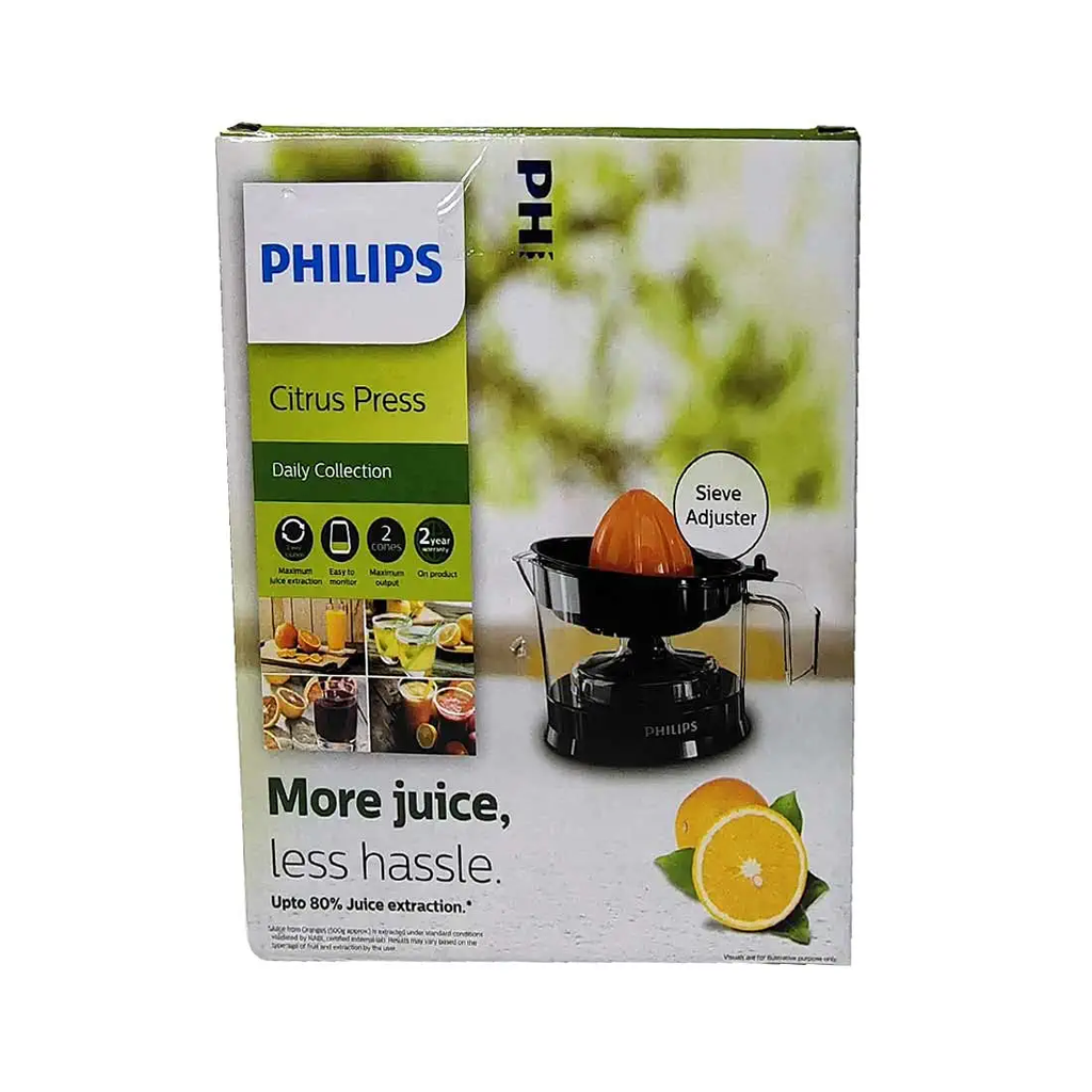 Philips HR2788/00 Citrus Press Juicer | Two-Way Rotation | Adjustable Pulp Control | Black &amp; Transparent | Suraj Electronics Delhi NCR