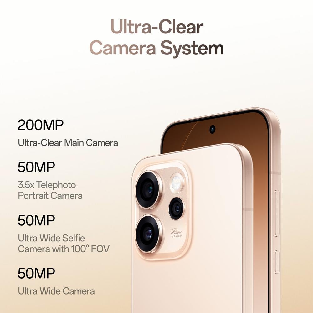 Oppo Reno15Pro 5G 512 GB, 12 GB RAM, Sunset Gold, Mobile Phone