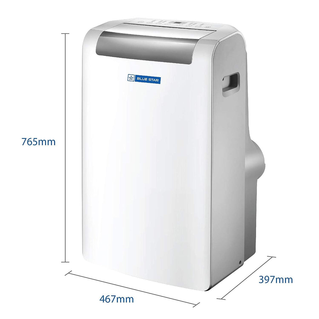 Blue Star PC12DB 1 Ton Fixed Speed Portable AC  Modes-Auto/Cool/Fan/Dry, Auto Mode, Remote Control Operations, Gold Fins, White