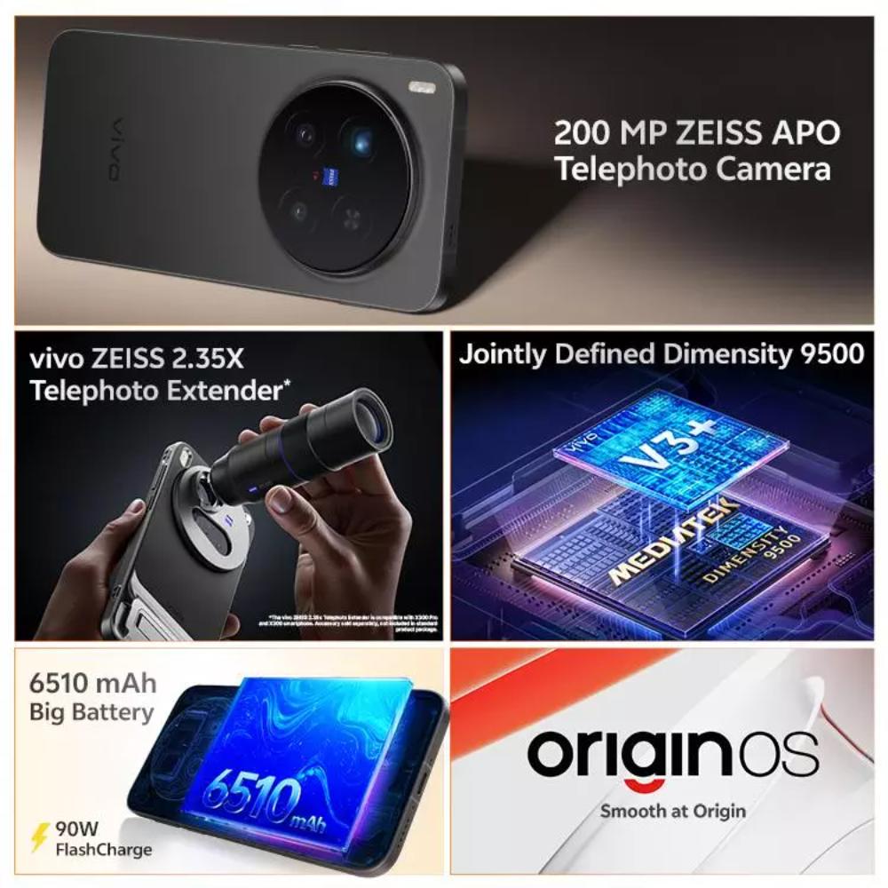 Vivo X300 Pro 512 GB, 16 GB RAM, Elite Black, Mobile Phone
