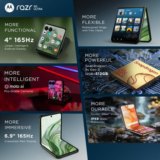 Motorola Razr 50 Ultra 5G 12 GB RAM, 512 GB, Spring Green, Mobile Phone with Moto Buds+ Earphone