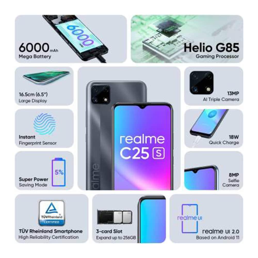 realme C25s 128 GB, 4 GB RAM, Watery Grey Mobile Phone