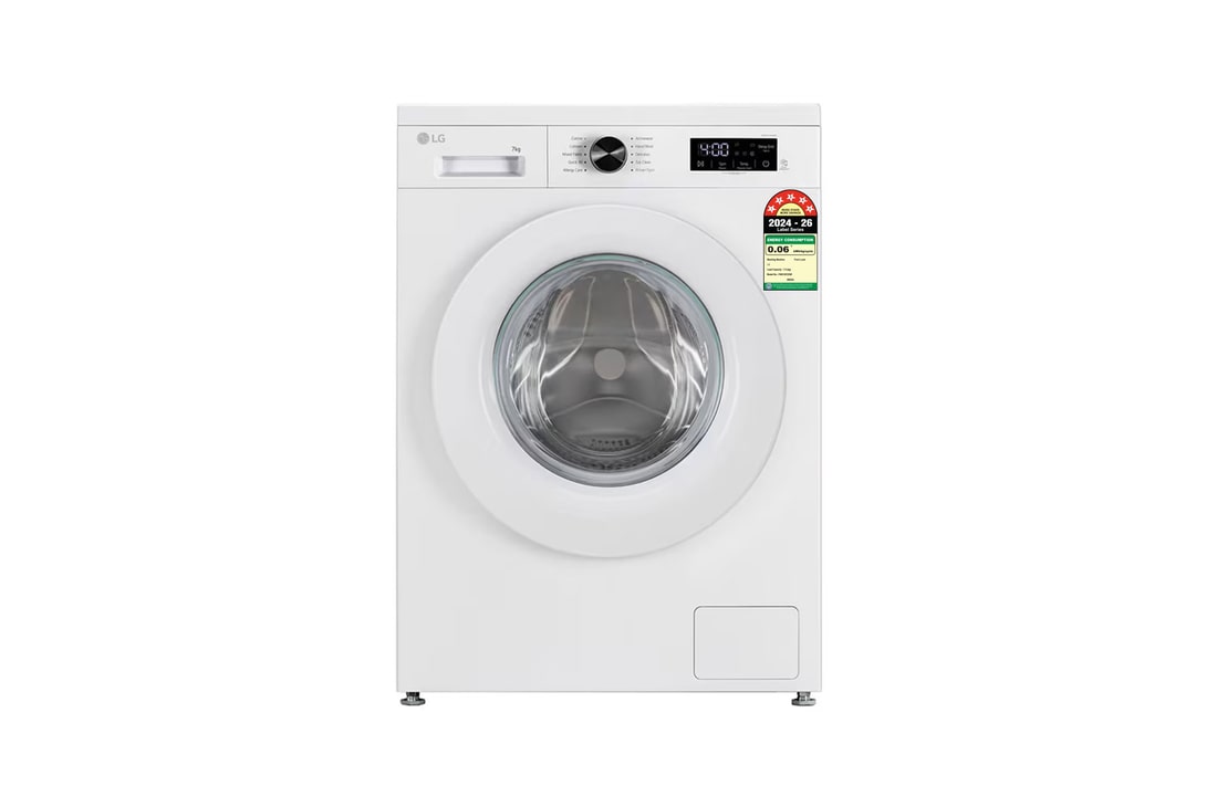 LG 7 Kg Front Load Washing Machine with Inverter Direct Drive™, Steam Wash, White, 5 Star — FHB1207Z2W — product view