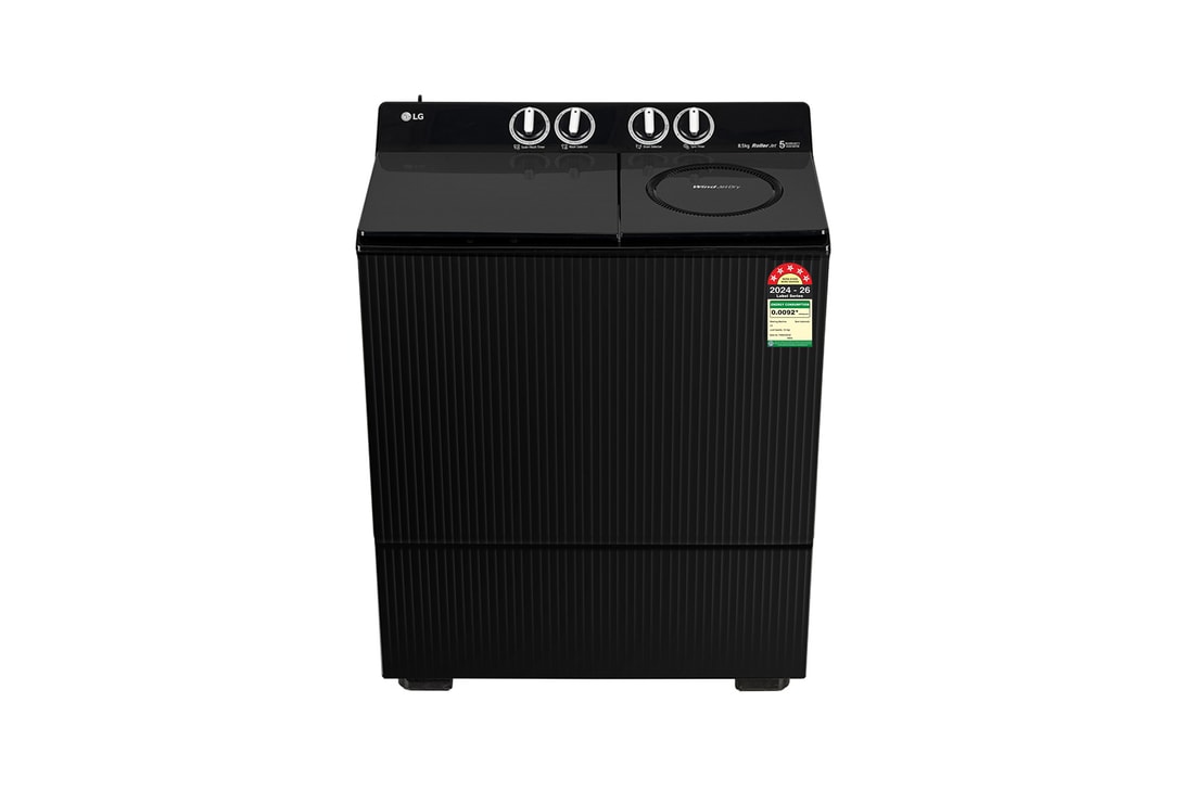 LG 8.5 KG Semi-Automatic Washing Machine with Wind Jet Dry+ Technology, Rat Away Technology, Roller Jet Pulsator+, Onyx Black, 5 Star — PX850O3SO2Z — product view