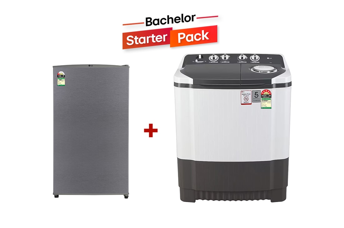 LG 90 L Single Door Refrigerator, LG 7Kg Semi Automatic Washing Machine — GLD0916VRDS.P702001 — product view