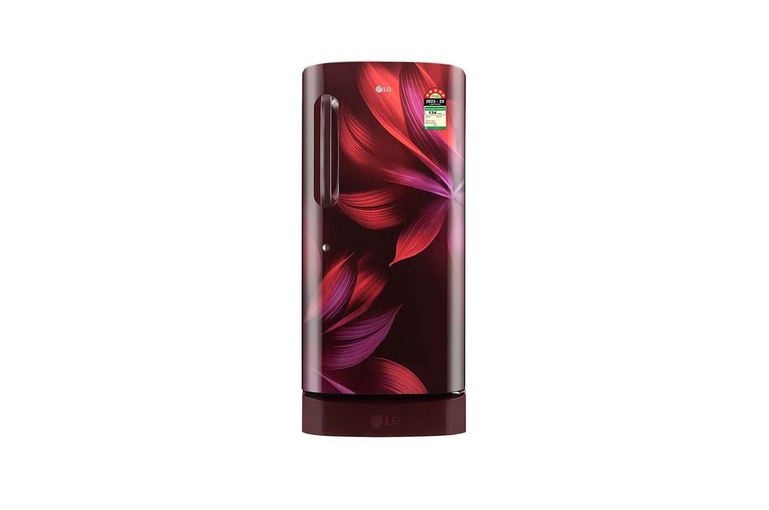 LG 210L Single Door Refrigerator, Base Stand Drawer, Smart Inverter Compressor, Scarlet Aurora, 5-Star — GL-D231ASAU — product view