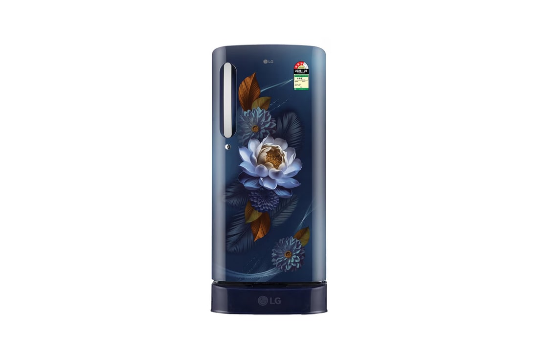 LG 185 L Single Door Refrigerator with Base Stand Drawer, Smart Inverter Compressor, Blue Water Lily, 3 Star — GLD1936ZABW — product view