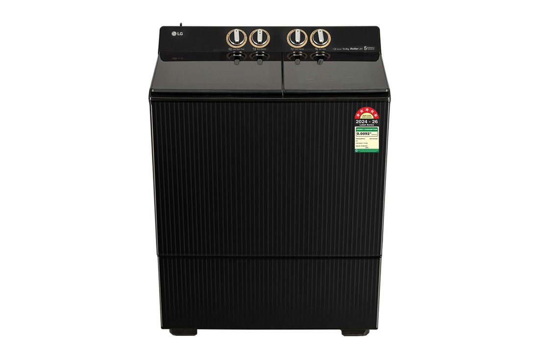 LG 12 KG Semi Automatic Washing Machine, Roller Jet Pulsator+, Wind Jet Dry+ , Dual Spin Shower, Onyx Black, 5 Star — PX120B7SO2Z — product view