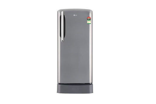 LG 201 L Single Door Refrigerator, Base Stand Drawer, Smart Inverter Compressor, Shiny Steel, 5 Star — GL-D211HPZZ — product view