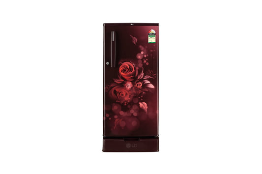 LG 185 L Single Door Refrigerator, Base Stand Drawer, Anti-Bacterial Gasket, Scarlet Euphoria, 2 Star — GL-D199OSEC — product view
