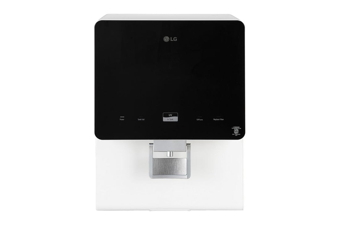 LG 8L RO+UV+MB Water Purifier with Stainless Steel Tank, Premium Glass Finish — WW176GTBW — product view