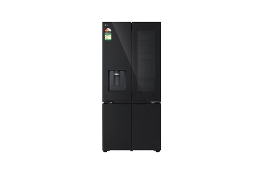 LG 610L French Door Refrigerator, InstaView, Wi-Fi Convertible, Door Cooling+, Black Glass, 2 Star — GV-K25FFGFB — product view