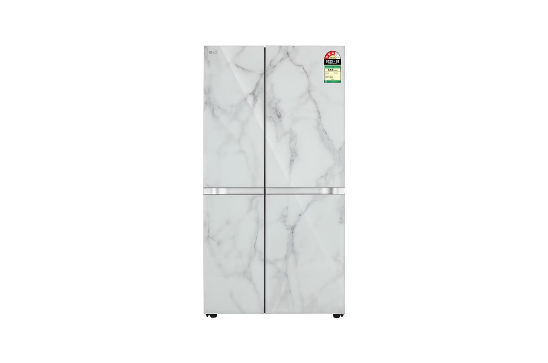 LG 650L Side-by-Side Refrigerator, Wi-Fi Convertible, Hygiene Fresh+™, Ultra Glam White, 3 Star — GL-B257DUW3 — product view