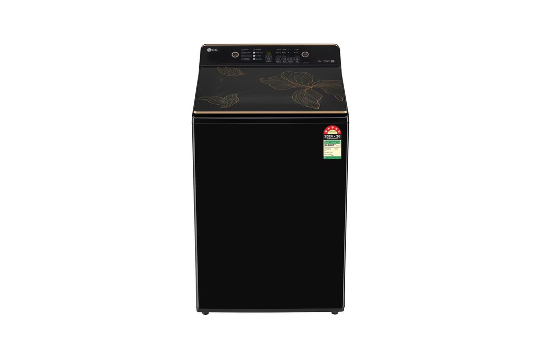 LG 9Kg Top Load Washing Machine, Hard Water Wash, Onyx Black, 5 Star — T90KMOB1Z — product view