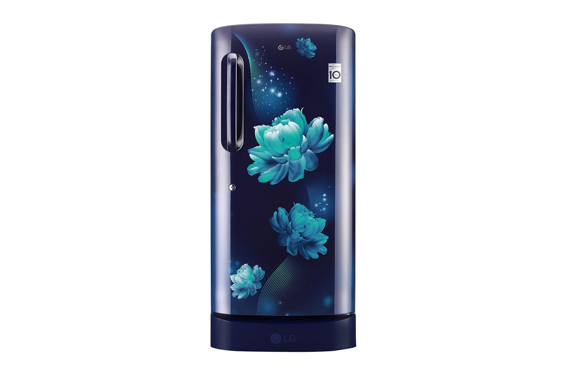 LG 205L, 4 Star, Smart Inverter Compressor, Smart Connect, With Base Stand Drawer, Blue Charm Finish, Direct Cool Single Door Refrigerator — GL-D221ABCY — product view