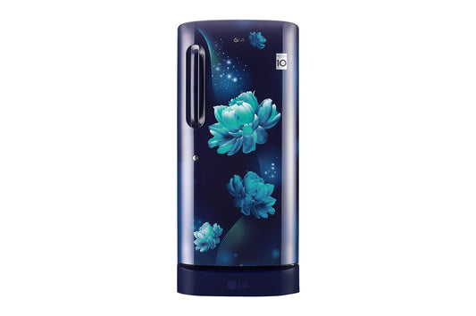 LG 205L, 4 Star, Smart Inverter Compressor, Smart Connect, With Base Stand Drawer, Blue Charm Finish, Direct Cool Single Door Refrigerator — GL-D221ABCY — product view