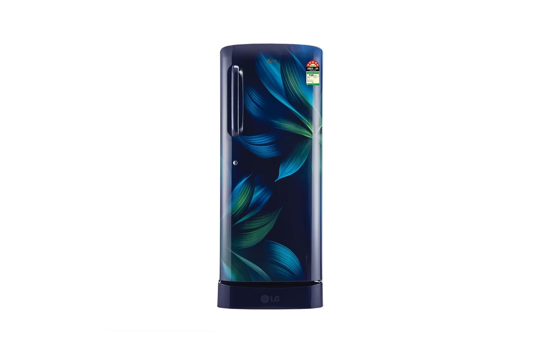 LG 224L Single Door Refrigerator, Base Stand Drawer, Smart Inverter Compressor, Blue Aurora, 5 Star — GL-D241ABAU — product view