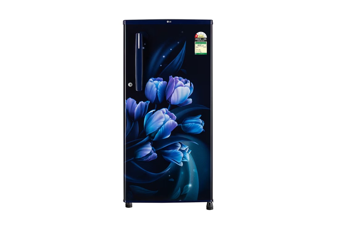 LG 185L Single Door Refrigerator, Anti-Bacterial Gasket, Toughened Glass Shelves,  Blue Tulip, 1 Star — GL-B199OBTB — product view