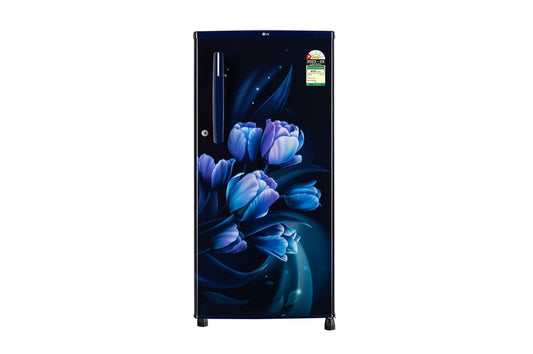 LG 185L Single Door Refrigerator, Anti-Bacterial Gasket, Toughened Glass Shelves,  Blue Tulip, 1 Star — GL-B199OBTB — product view