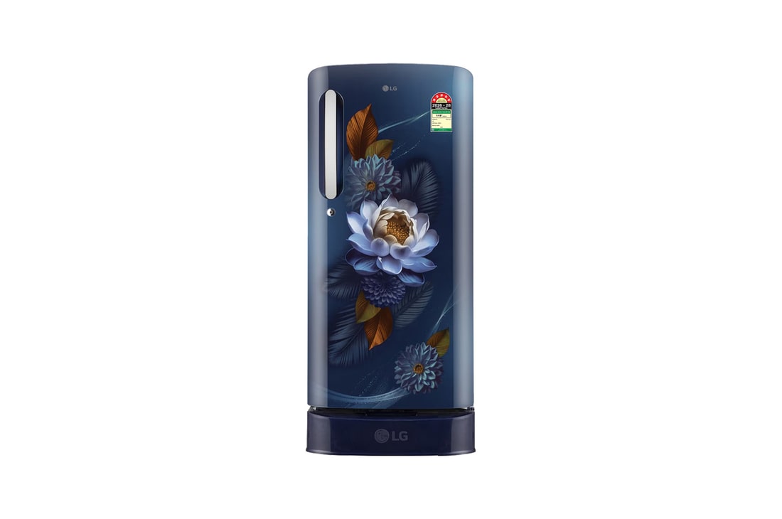 LG 185 L Single Door Refrigerator with Base Stand Drawer, Smart Inverter Compressor​, Blue Waterlily, 5 Star — GLD1956ZABW — product view