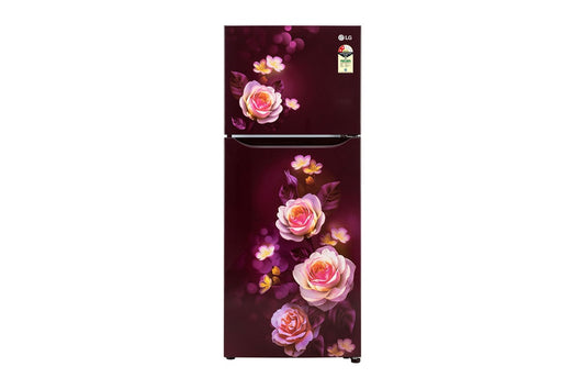 LG 242L Double Door Refrigerator with Smart Inverter Compressor, Convertible, Multi-Air Flow, Scarlet Bloom, 2 Star — GL-N292DSBY — product view