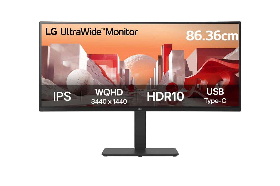 LG Ultrawide 86.36cm (34) QHD Curved IPS Monitor with USB Type-C™, HDR10 60Hz, 1ms Response Time — 34BA75QE-B — product view