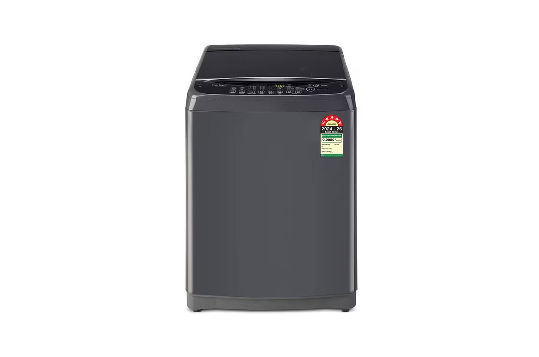 LG 8 Kg Top Load Washing Machine, Smart Inverter Motor, TurboDrum™, Middle Black, 5 Star — T80SNMB1Z — product view