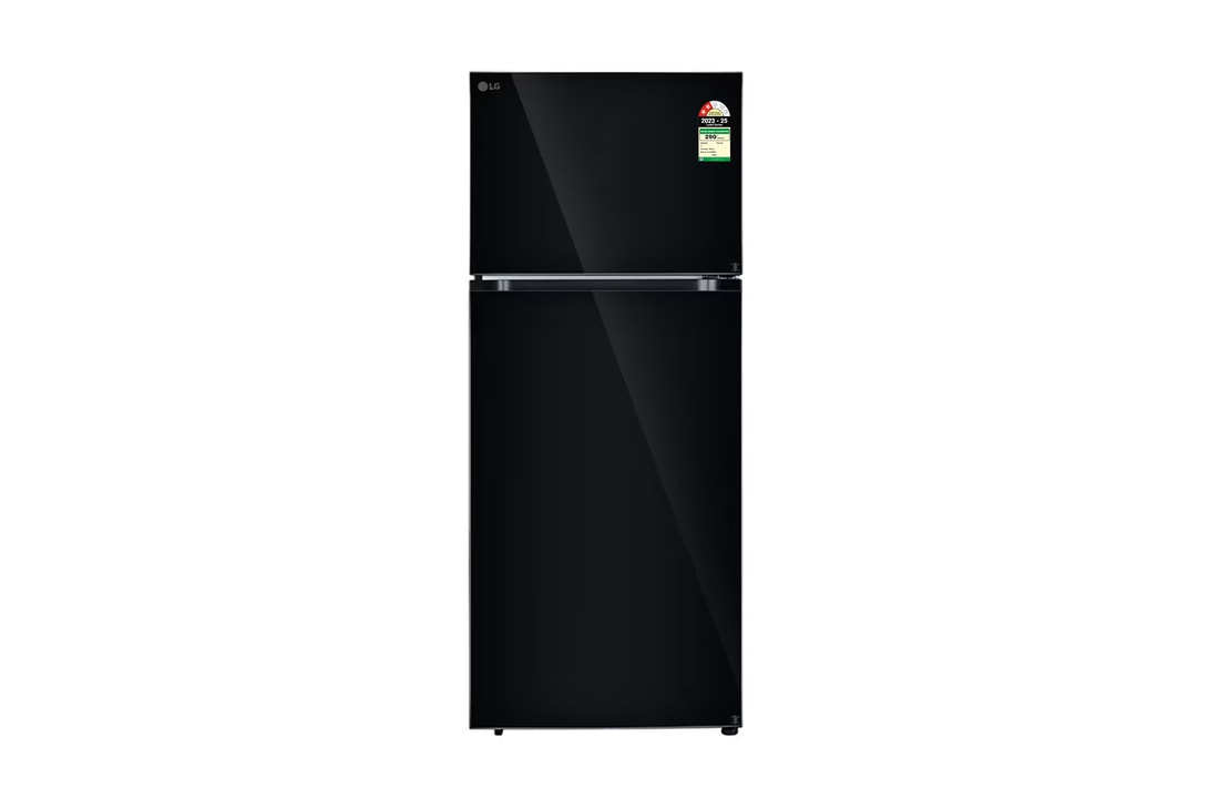 LG 398L Double Door Refrigerator, Convertible, Smart Diagnosis™, Black Glass, 2 Star — GL-S422SBMY — product view