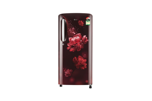 LG 185 L Single Door Refrigerator, Anti-Bacterial Gasket, Toughened Glass Shelves, Scarlet Charm, 3 Star — GLD1936YASC — product view