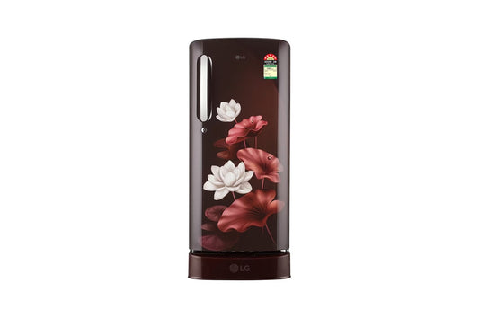 LG 185 L Single Door Refrigerator with Base Stand Drawer, Smart Inverter Compressor, Scarlet Lotus, 5 Star — GLD1956ZASL — product view