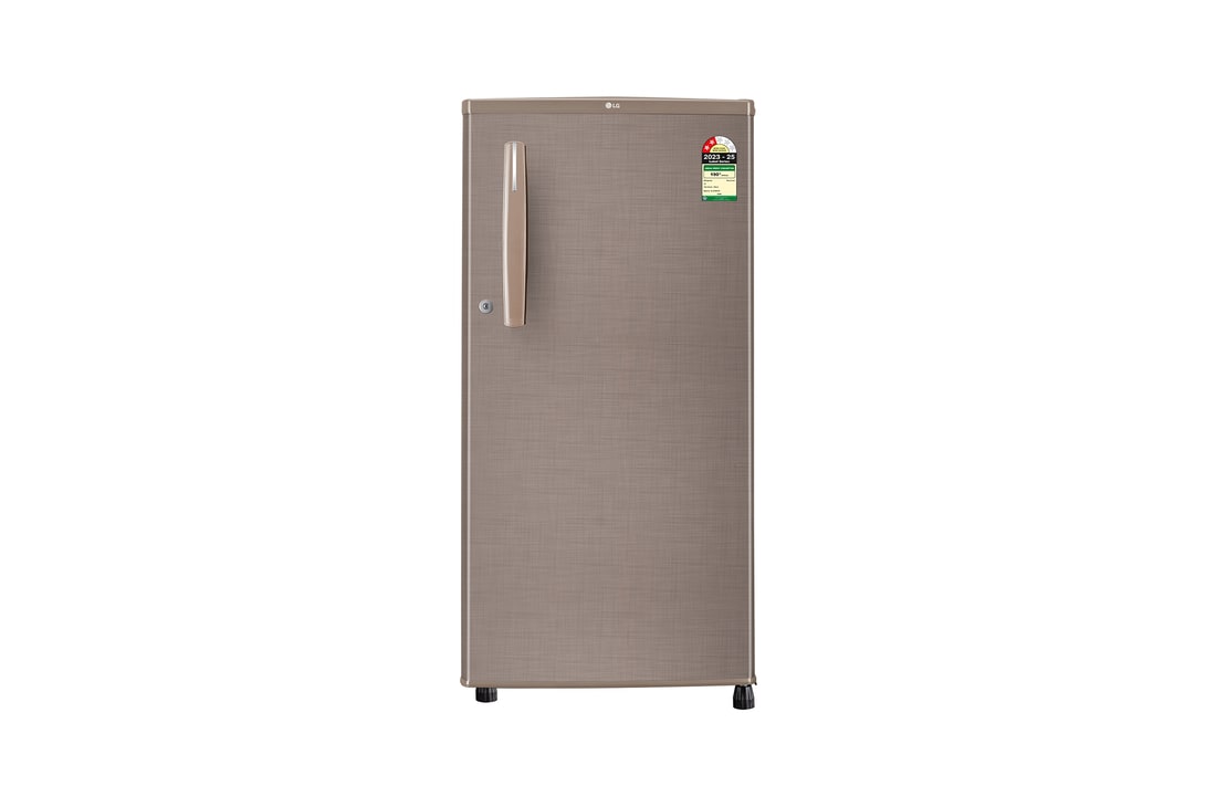LG 185 L Single Door Refrigerator, Anti-Bacterial Gasket, Toughened Glass Shelves, Fawn Steel, 2 Star — GL-B199OFSC — product view