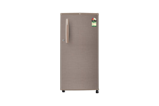 LG 185 L Single Door Refrigerator, Anti-Bacterial Gasket, Toughened Glass Shelves, Fawn Steel, 2 Star — GL-B199OFSC — product view