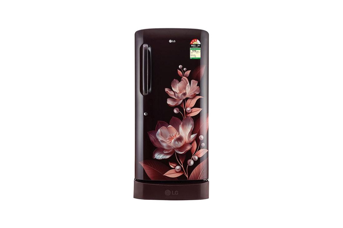 LG 210 L Single Door Refrigerator, Base Stand Drawer, Anti-Bacterial Gasket, Scarlet Marvel, 3 Star — GL-D231ASMD — product view