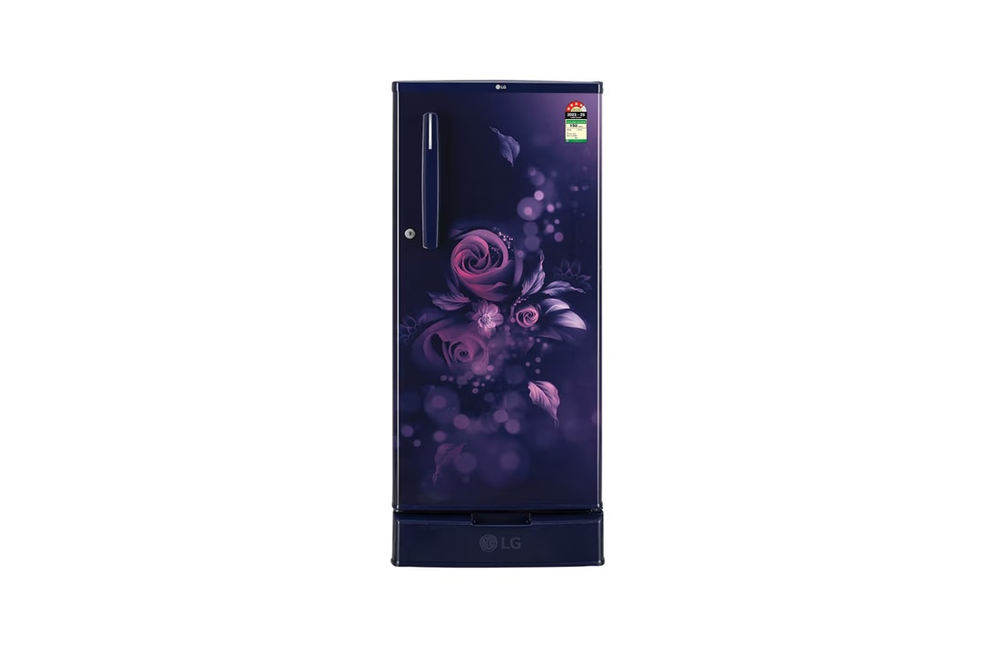 LG 185L Single Door Refrigerator, Smart Inverter Compressor, Base Stand Drawer, Blue Euphoria Finish, 4 Star — GL-D199OBEY — product view