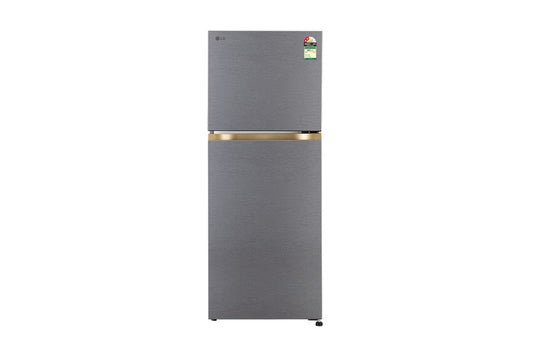 LG 225L Double Door Refrigerator with Smart Mode, Auto Smart Connect, Smart Inverter Compressor, Multi Air Flow, Dazzle Steel, 2 Star — GL-N252YDSY — product view