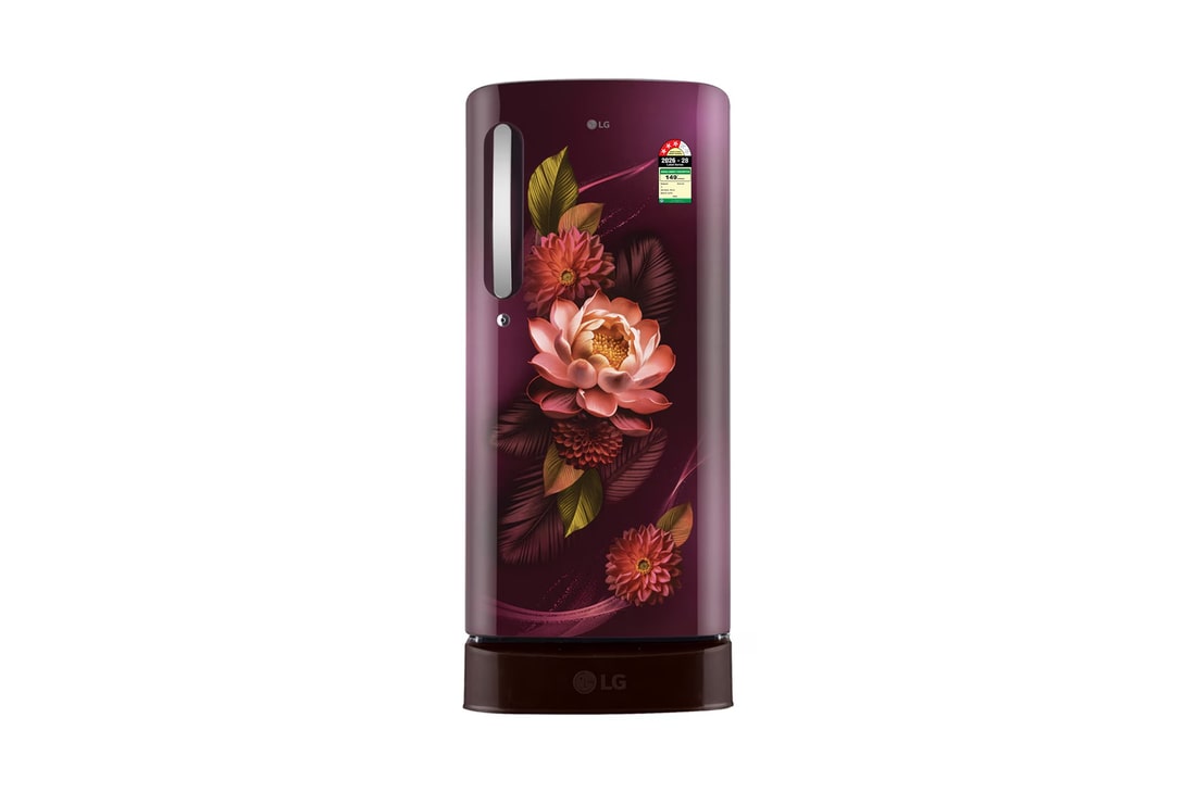 LG 185 L Single Door Refrigerator with Base Stand Drawer, Smart Inverter Compressor, Red Water Lily, 3 Star — GLD1936ZARW — product view