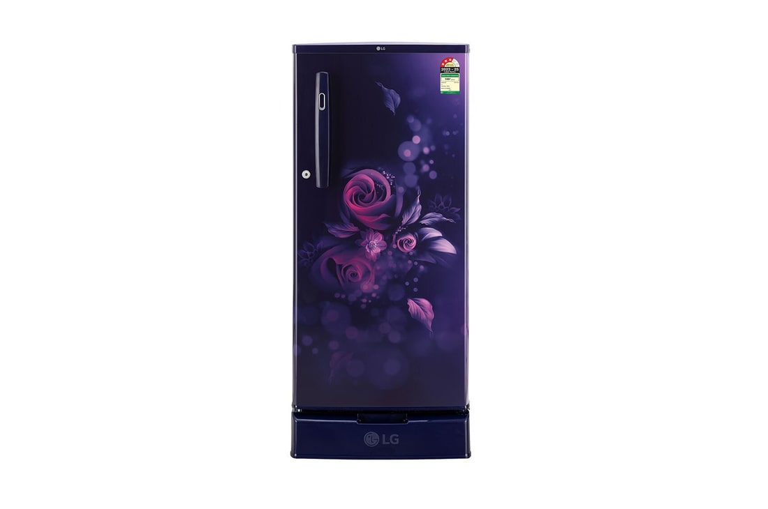LG 185L Single Door Refrigerator With Base Stand Drawer, Anti-Bacterial Gasket, Blue Klase, 3 Star — GL-D199OBKD — product view
