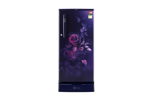LG 185L Single Door Refrigerator With Base Stand Drawer, Anti-Bacterial Gasket, Blue Klase, 3 Star — GL-D199OBKD — product view