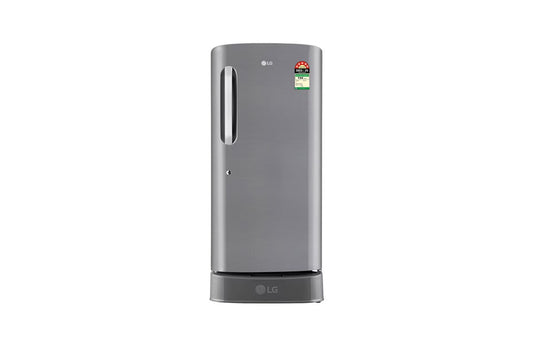 LG 210L Single Door Refrigerator, Base Stand Drawer, Smart Inverter Compressor, Shiny Steel Finish, 5 Star — GL-D231APZU — product view