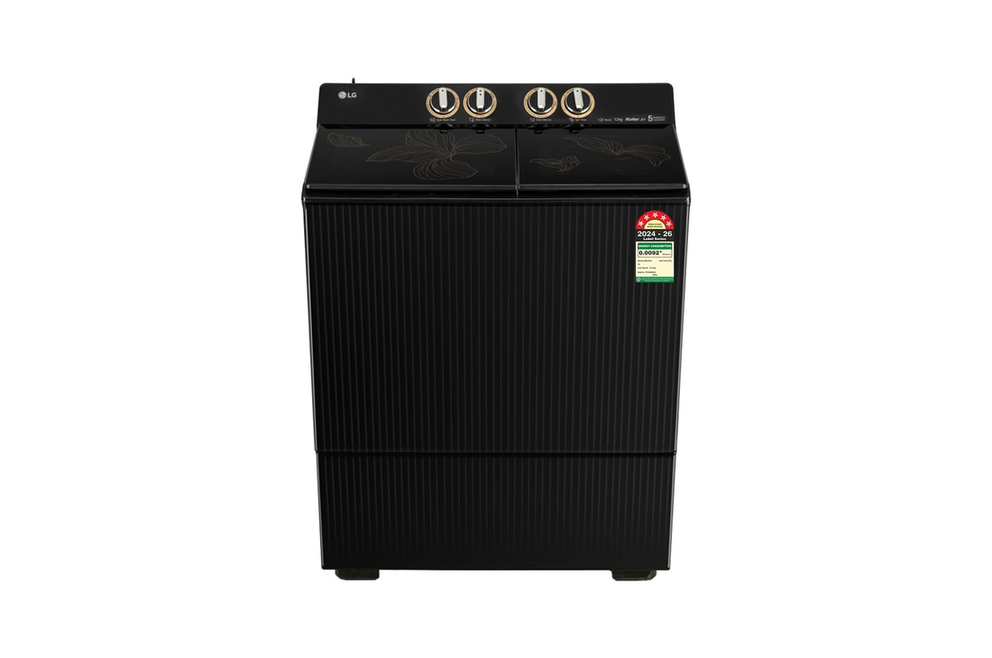 LG 12 KG Washing Machine with Roller Jet Pulsator+,  Wind Jet Dry+ , Dual Spin Shower,  Onyx Black, 5 Star — PX120A9SO4Z — product view
