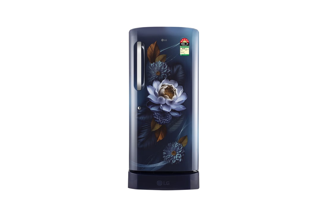 LG 185 L Single Door Refrigerator with Base Stand Drawer, Smart Inverter Compressor, Blue Waterlilly, 5 Star — GLD2256ZABW — product view