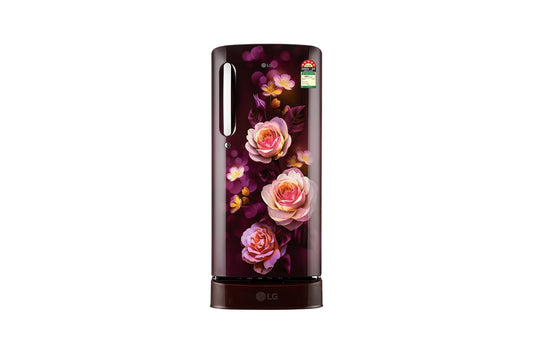 LG 185 L Single Door Refrigerator, Base Stand Drawer, Anti-Bacterial Gasket, Scarlet Bloom, 5 Star — GL-D201ASBU — product view