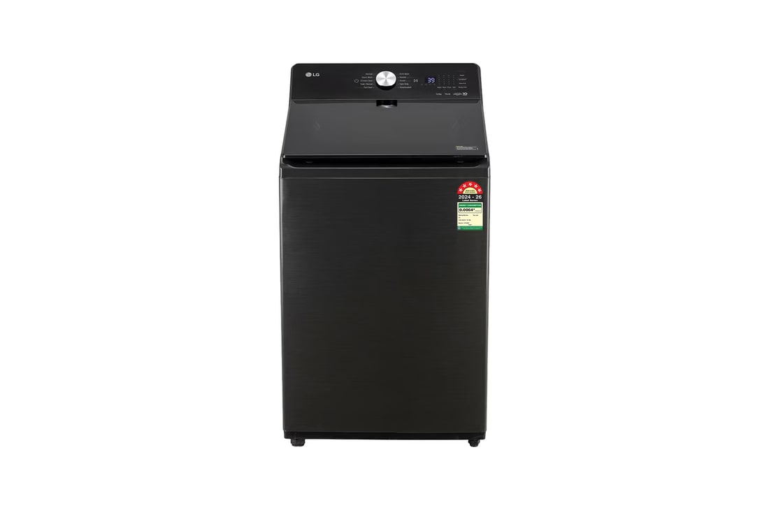 LG 10Kg Top Load Washing Machine, AI Direct Drive™, In-Built Heater, Stain Clean, Platinum Black, 5 Star — TX510SWP — product view