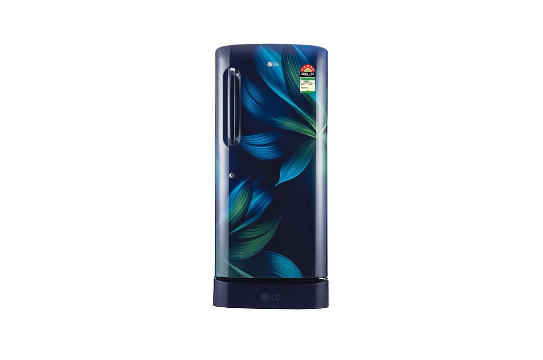 LG 210L Single Door Refrigerator, Base Stand Drawer, Smart Inverter Compressor, Blue Aurora Finish, 5 Star — GL-D231ABAU — product view