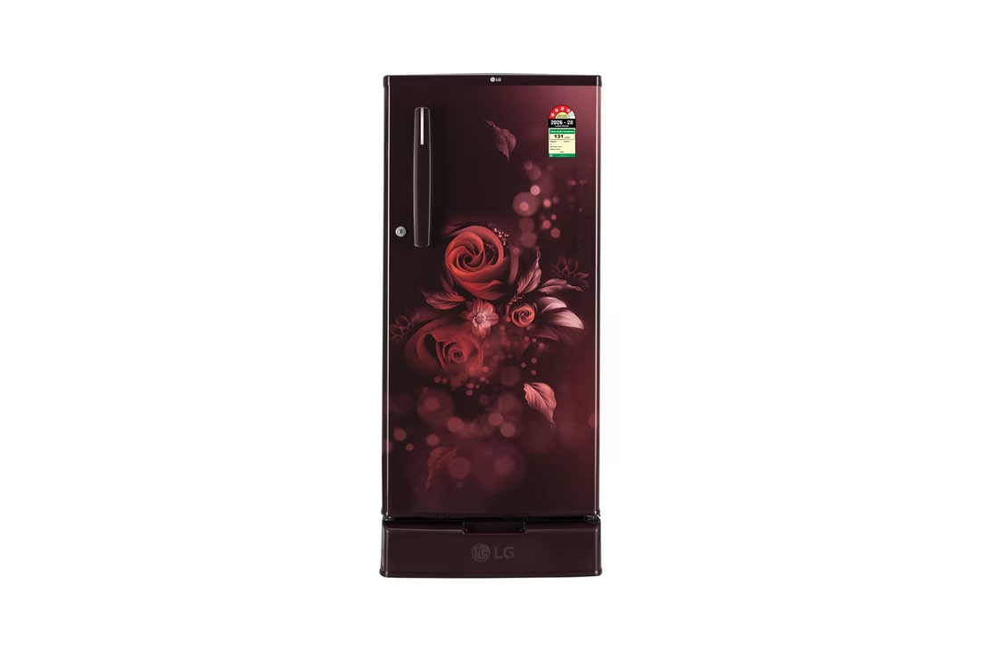 LG 185L Single Door Refrigerator with Base Stand Drawer, Smart Inverter Compressor​, Scarlet Euphoria, 4 Star — GLD1945ZOSE — product view