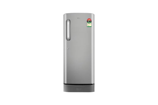 LG 224 L Single Door Refrigerator with Base Stand Drawer, Smart Inverter Compressor, Shiny Steel, 5 Star — GLD2356ZAPZ — product view