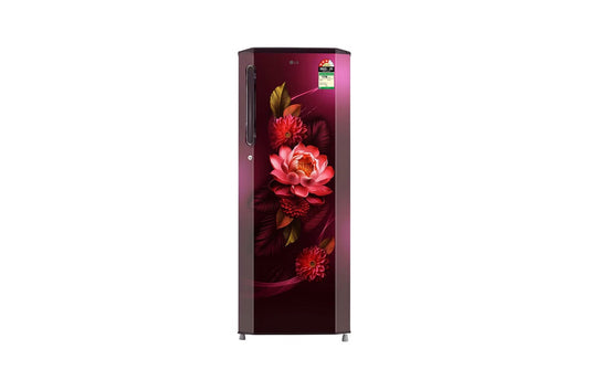LG 261L Single Door Refrigerator, Smart Inverter Compressor, Smart Connect, Red Waterlily, 3 Star — GL-B281BRWX — product view