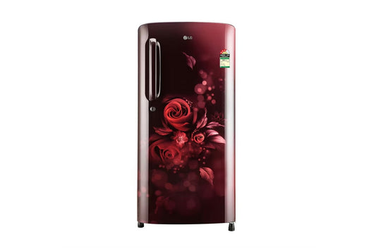 LG 185L Single Door Refrigerator, Anti-Bacterial Gasket, Toughened Glass Shelves, Scarlet Euphoria, 3 Star — GL-B201ASED — product view